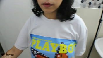 Play I find my stepbrother masturbating in the bathroom and I help him finish his handjob CUM-BUTTOCKS PART 1