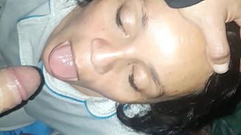Play Mom milf gets mouth fucked and gets cum in her mouth